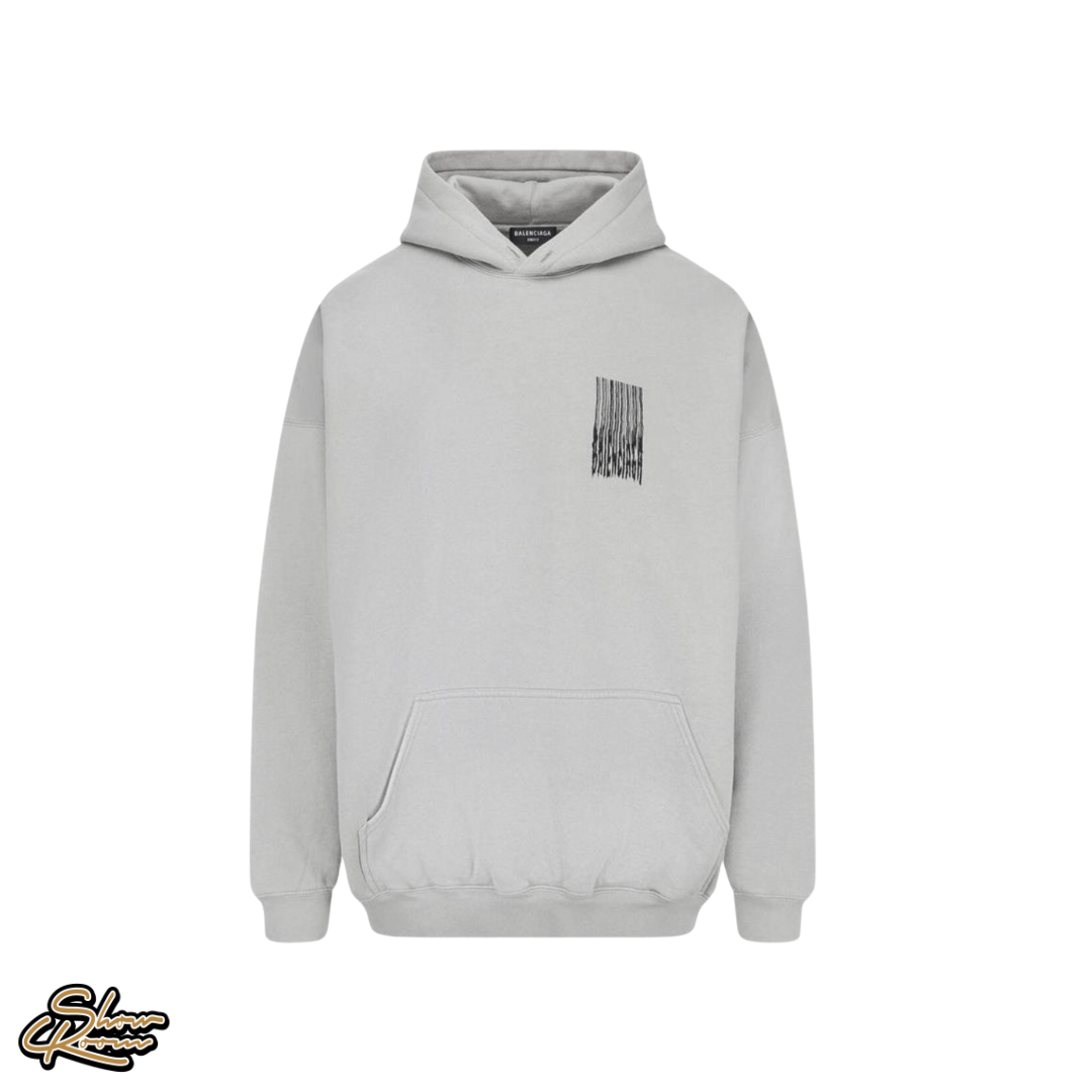 Balenciaga Barcode Logo Fleece Boxy Hoodie Balenciaga Barcode Logo Fleece Boxy Hoodie