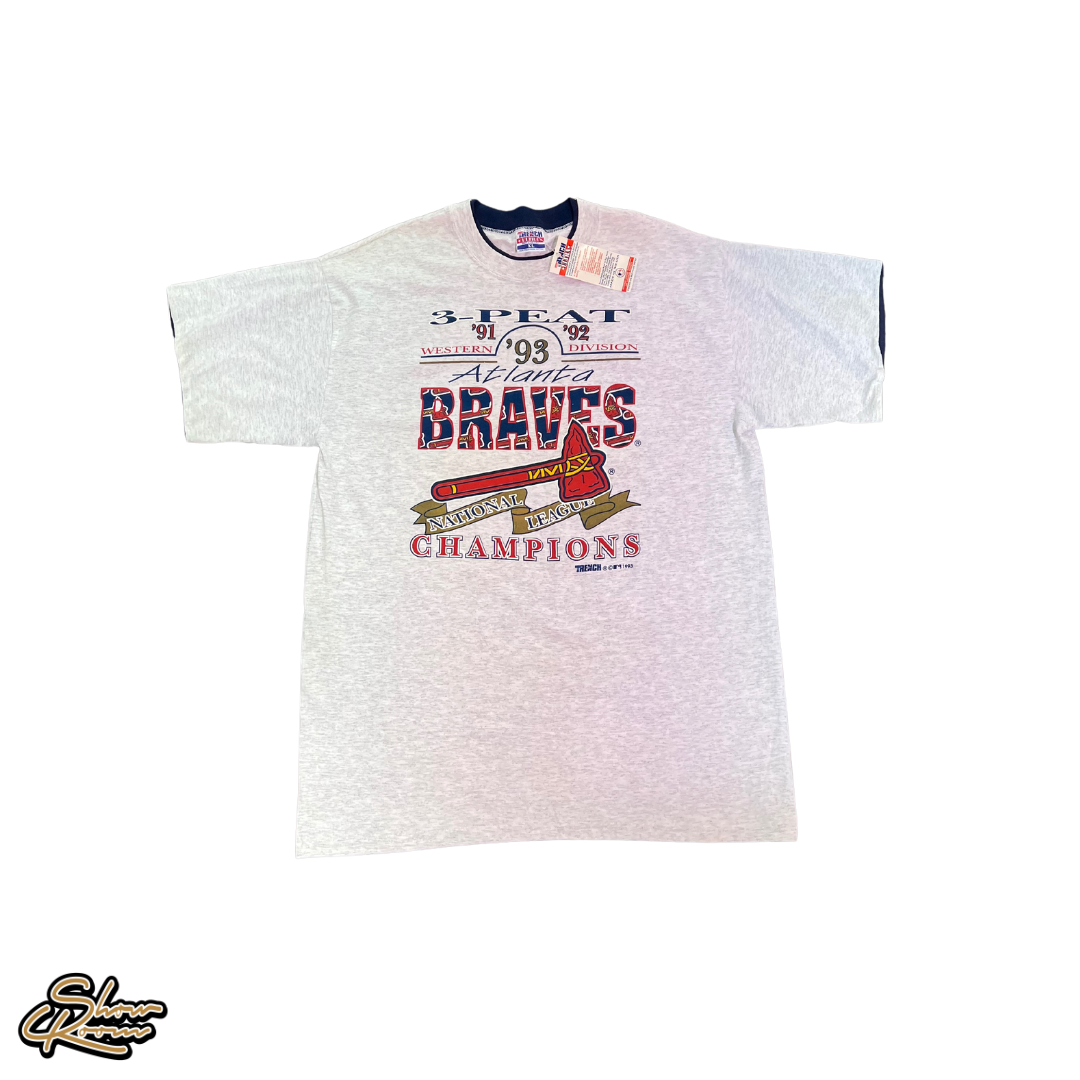 Vintage Braves 3-Peat Grey Tee