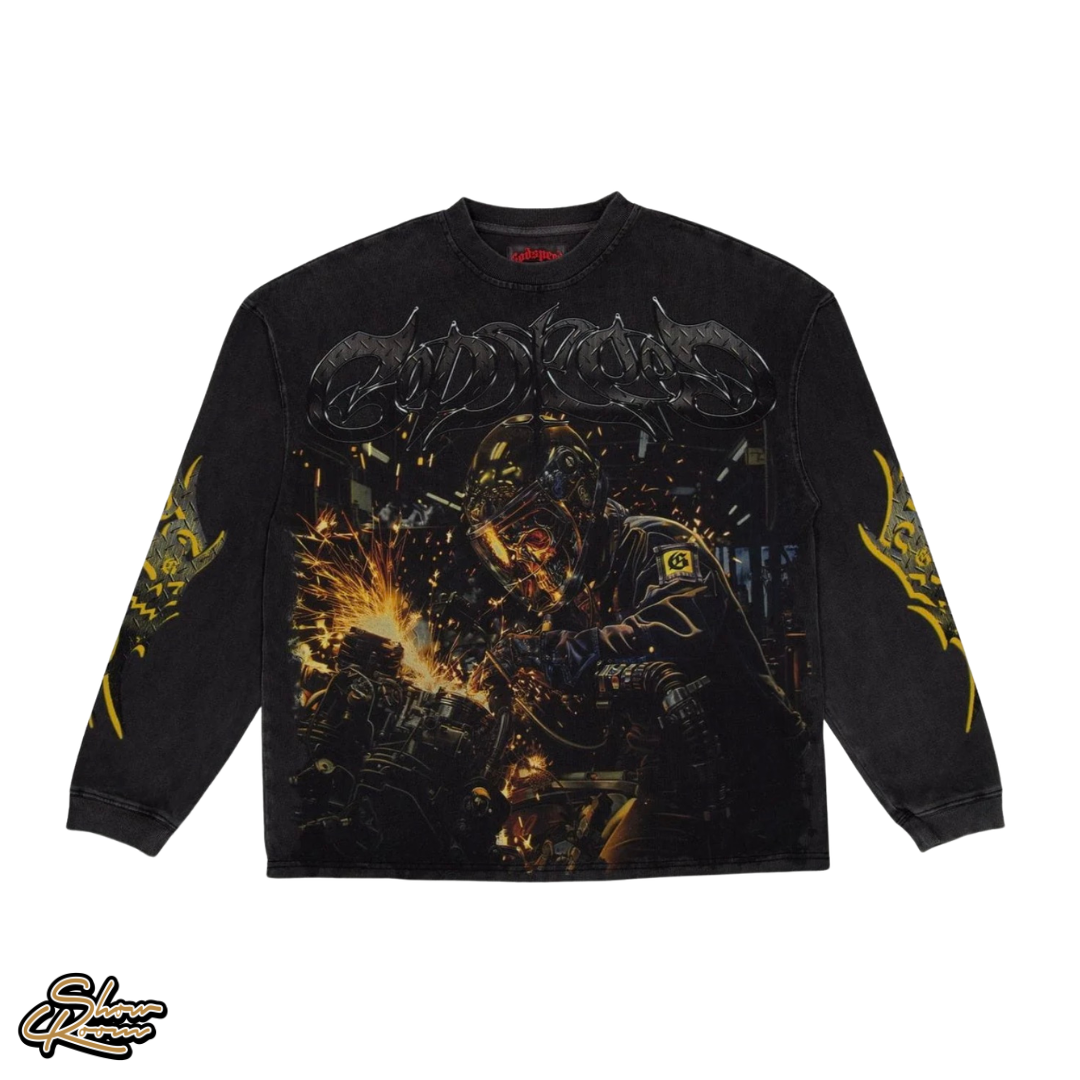 Godspeed Under Construction Longsleeve Tee ”Black Wash”