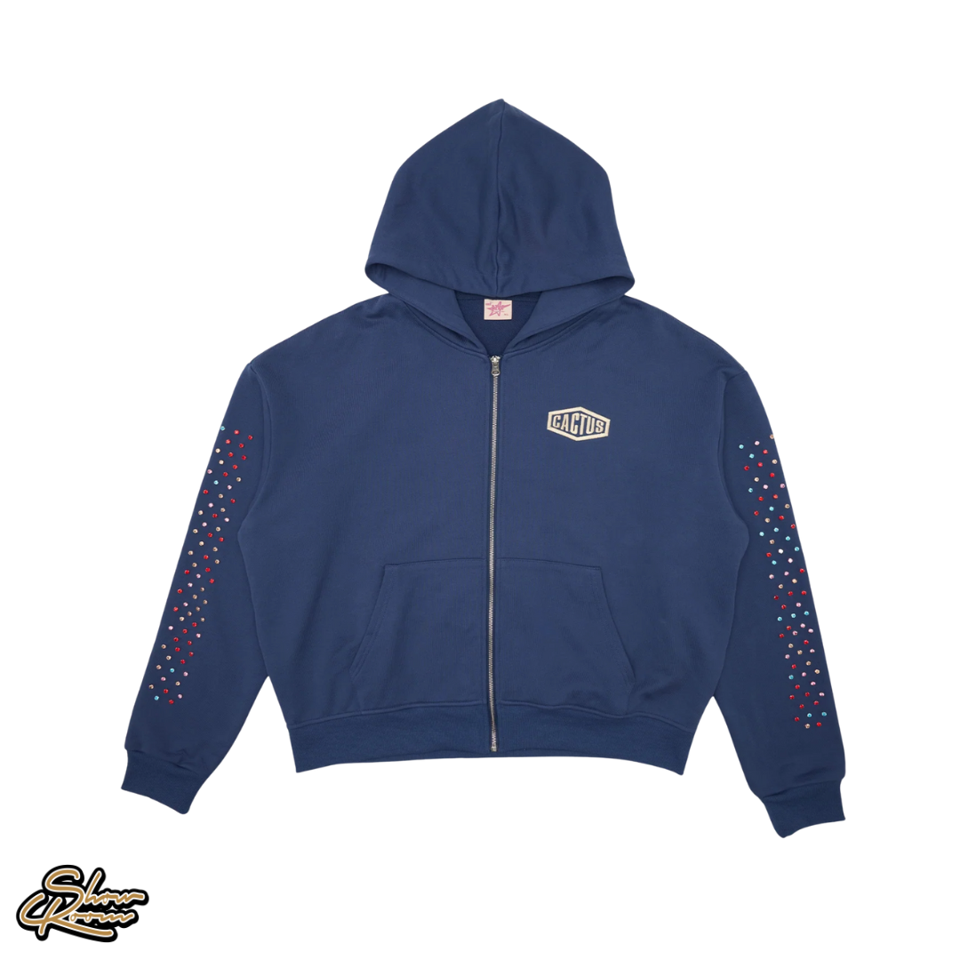 AZVA Crystal Cactus Zip Up Hoodie 