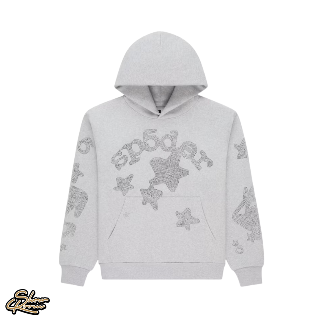 Sp5der Rhinsetone Beluga Hoodie ”Heather Grey”