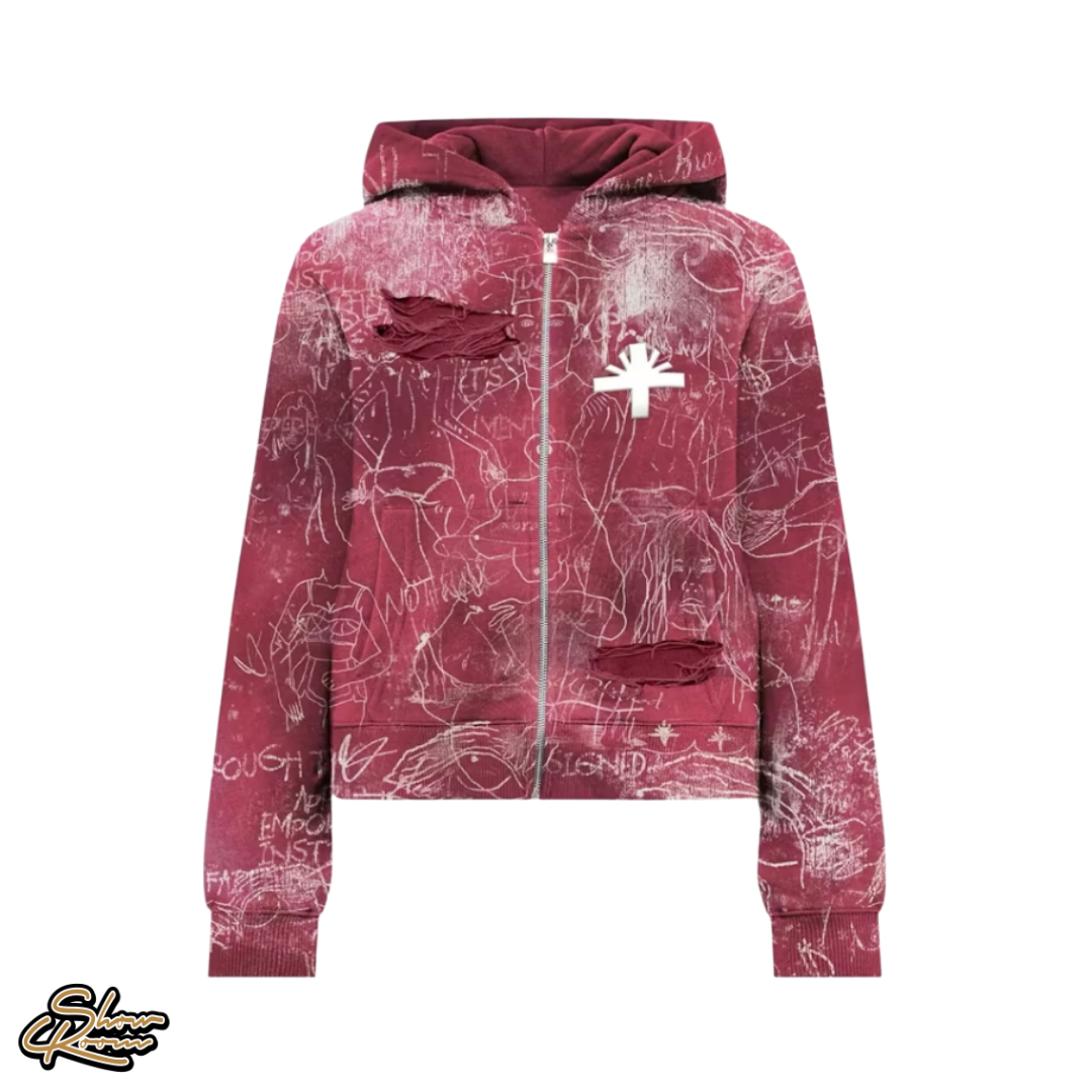 Vertabrae Graffiti Zip Up Hoodie 