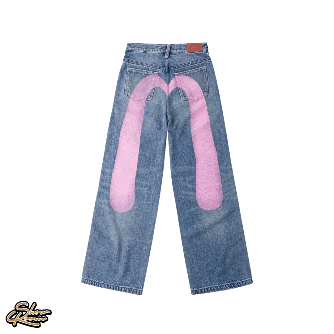 Evisu Daicock Print Baggy Jeans 