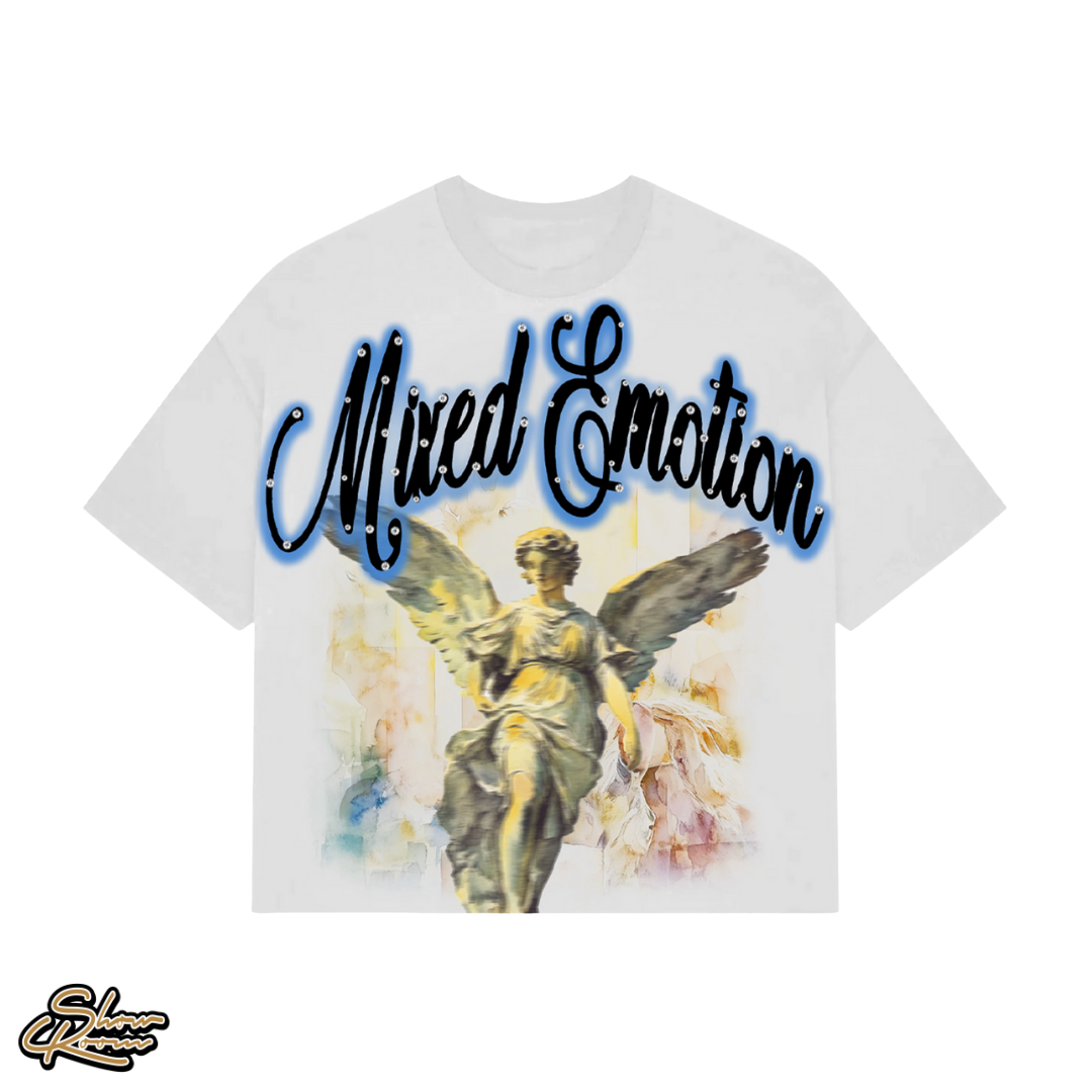 Mixed Emotions Blue Rhinestone Cropped Tee 