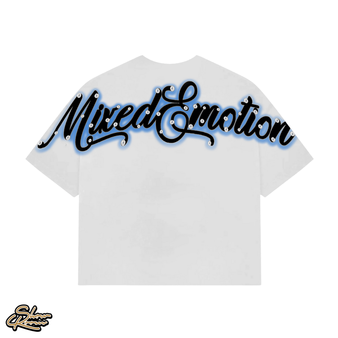 Mixed Emotions Blue Rhinestone Cropped Tee 