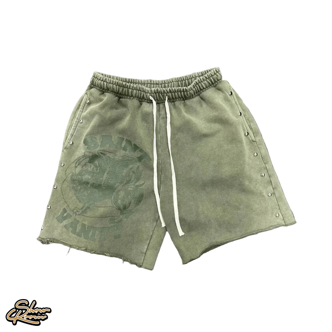 Saint Vanity Terry Studded Shorts 