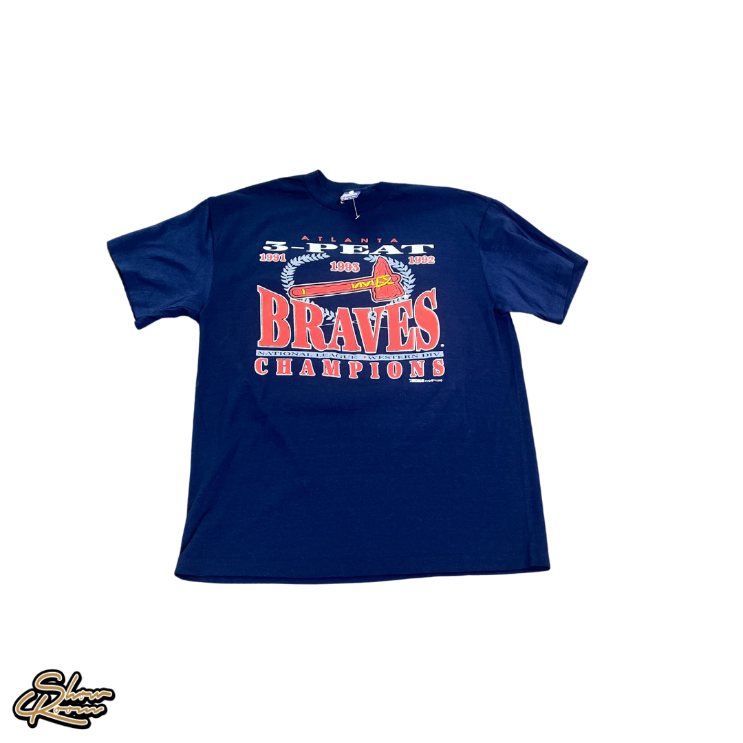 Vintage Braves 3-Peat Navy Tee