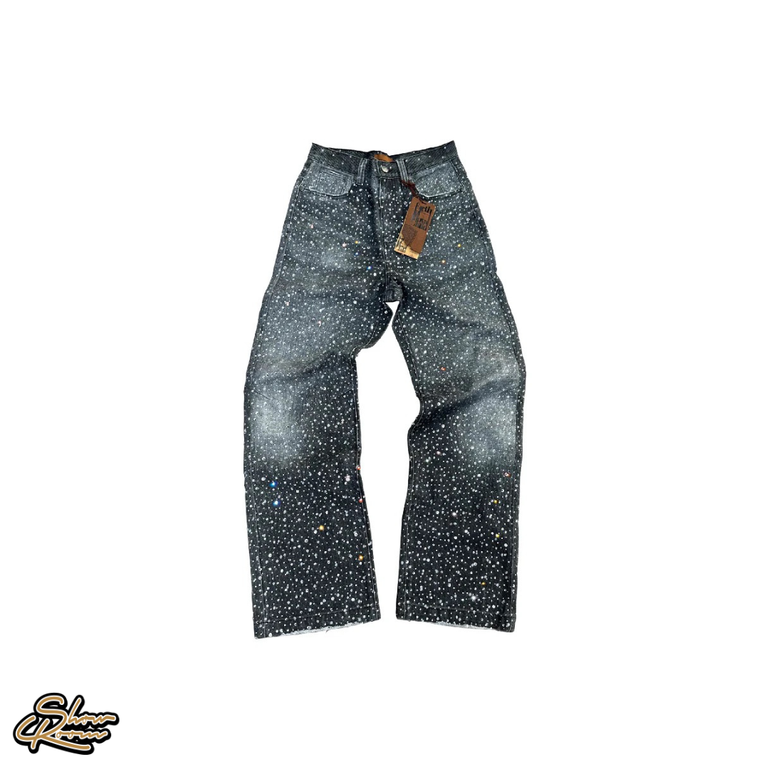 Birth Of Royal Child 3D Printing Washed 20k Swarovski Diamond Boro Denim 