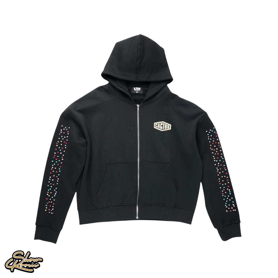 AZVA Crystal Cactus Zip Up Hoodie 