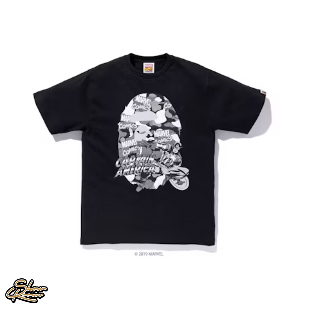 Bape Marvel Camo Captain America Ex Tee 