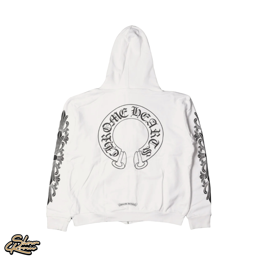 Chrome Hearts Horseshoe Floral Zip Up Hoodie 
