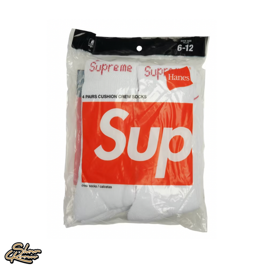 Supreme Hanes Crew Socks (4-Pack) "White"