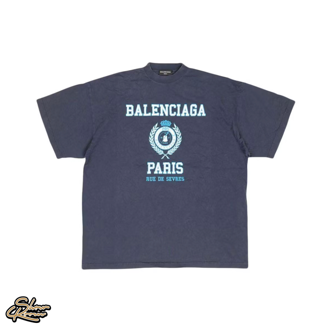 Balenciaga College Crest Crinkled Tee 