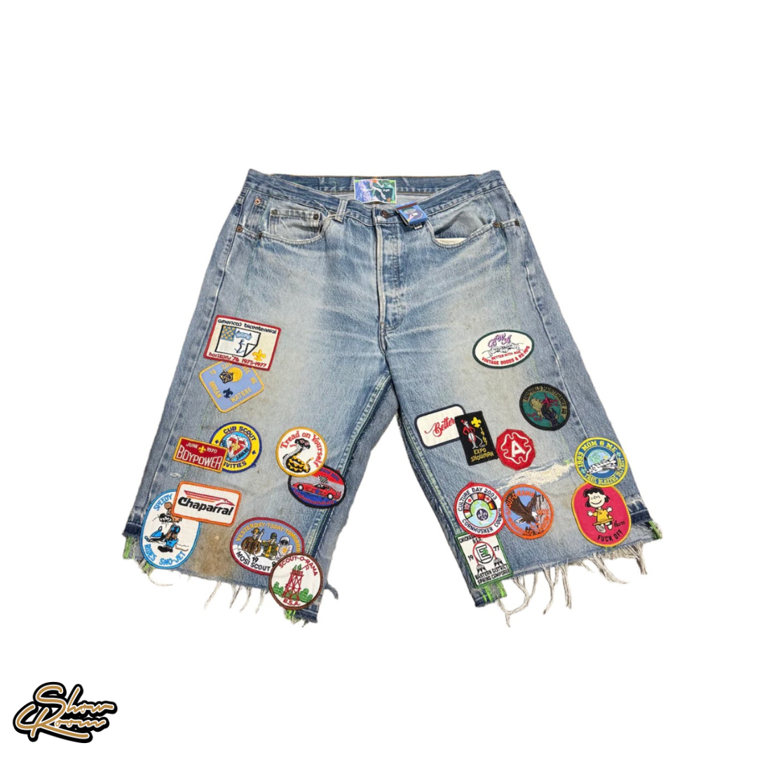 *Better With Age Campaign Triple Wide Long Denim Shorts 