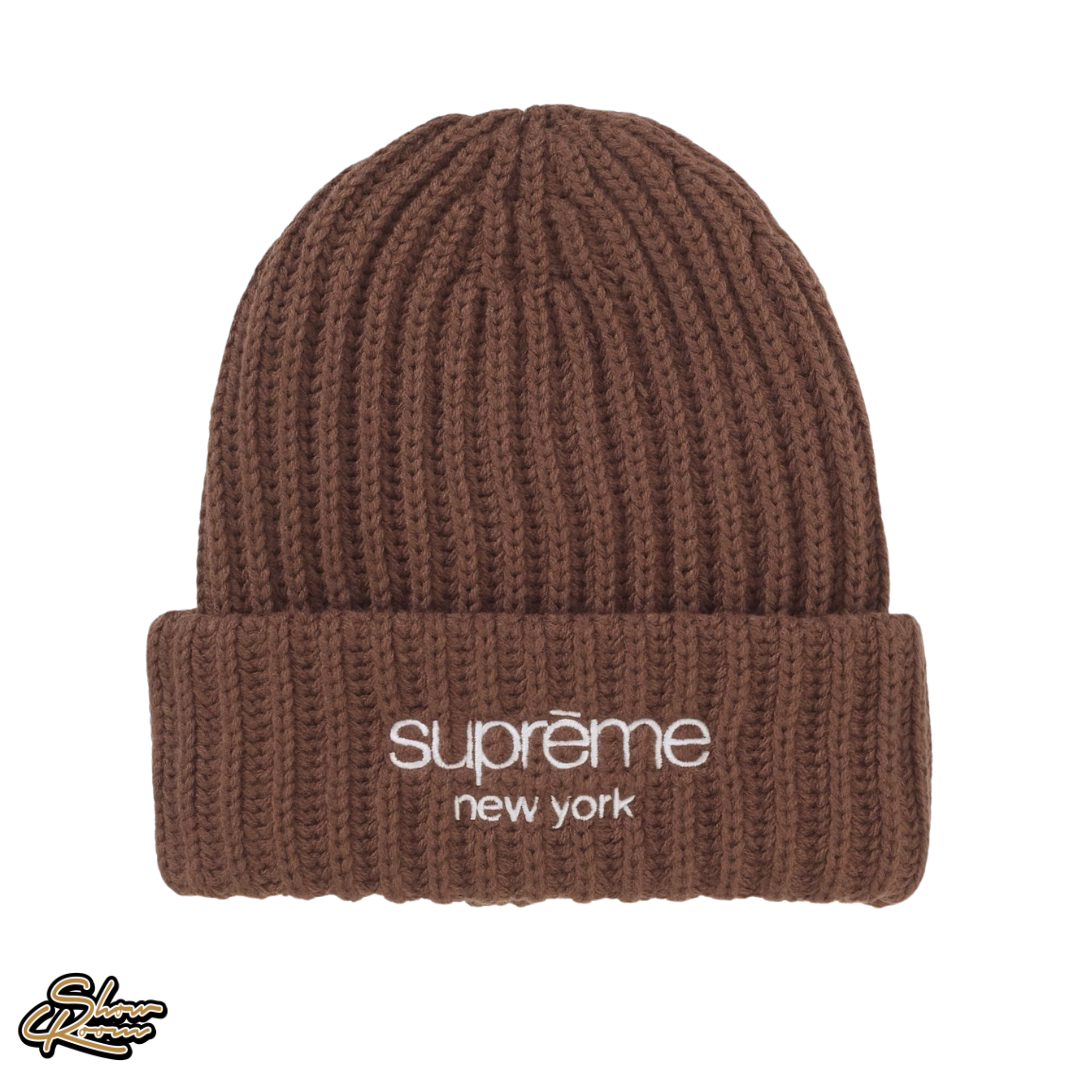 Supreme Chunky Rib Classic Logo Beanie “Brown”