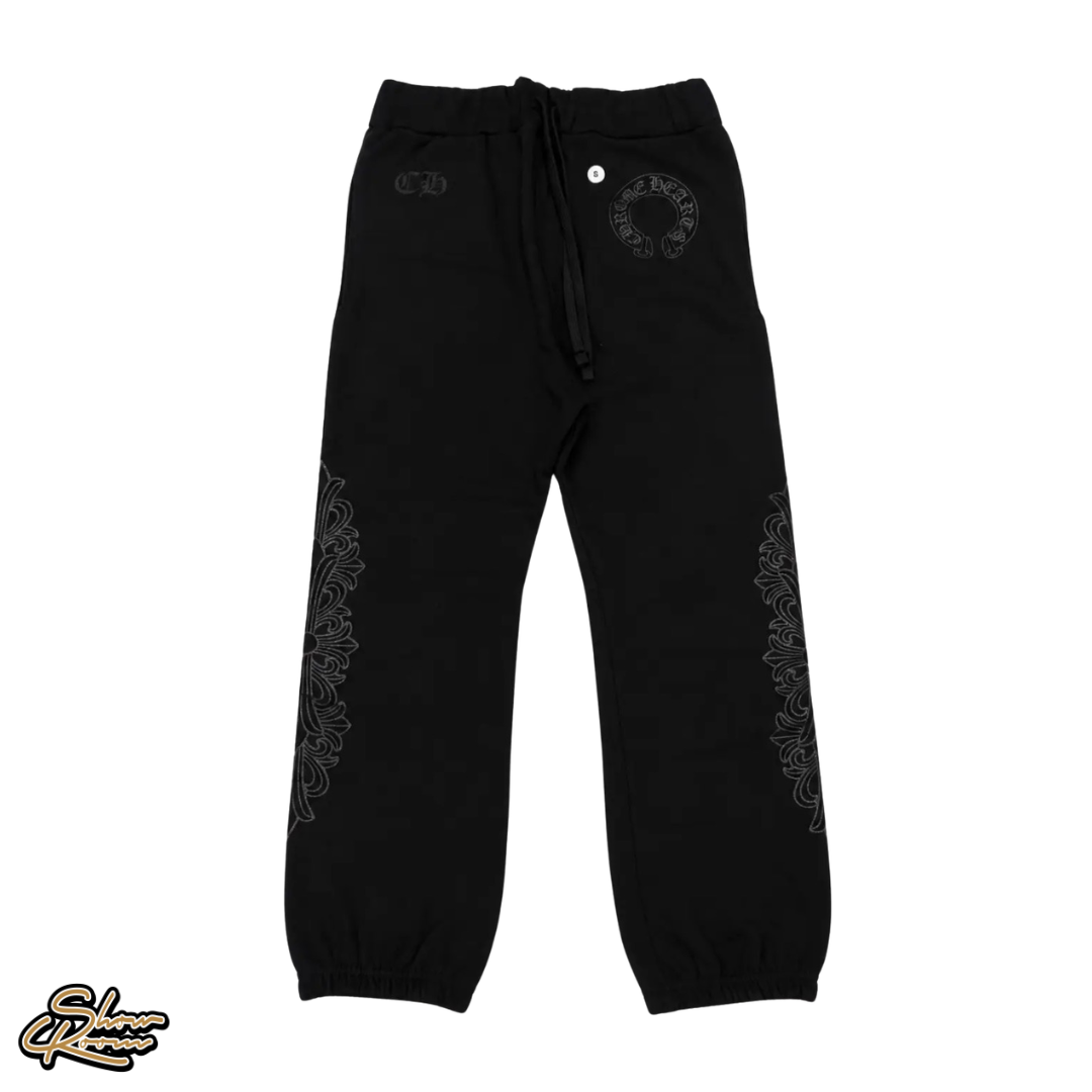 Chrome Hearts Online Exclusive Floral Sweatpants “Black Black
