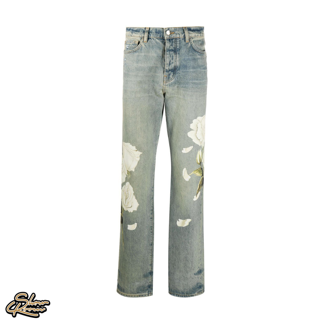 Amiri Floral Print Relaxed Jeans 