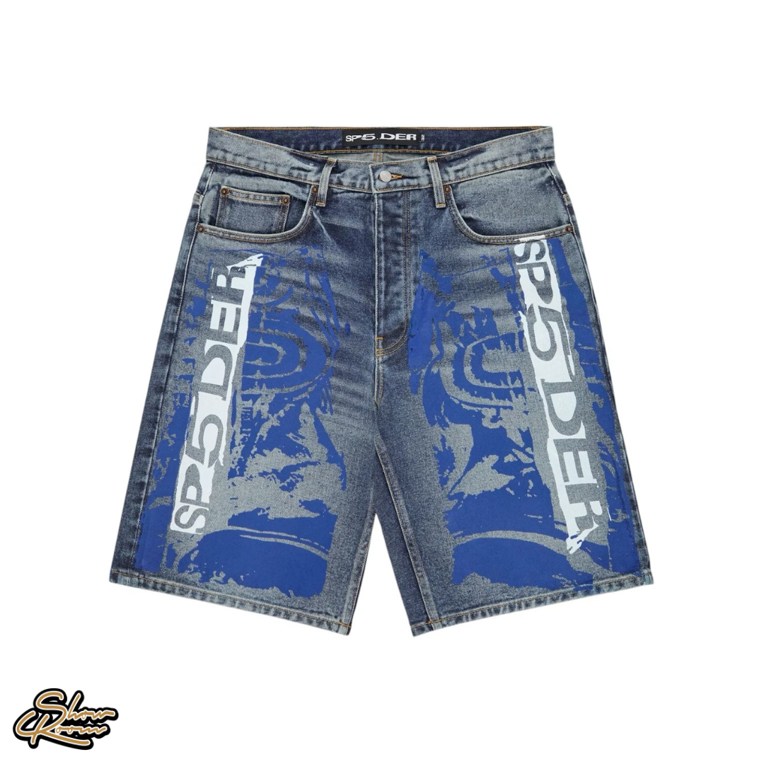 Sp5der Moto GT Denim Shorts “Indigo”